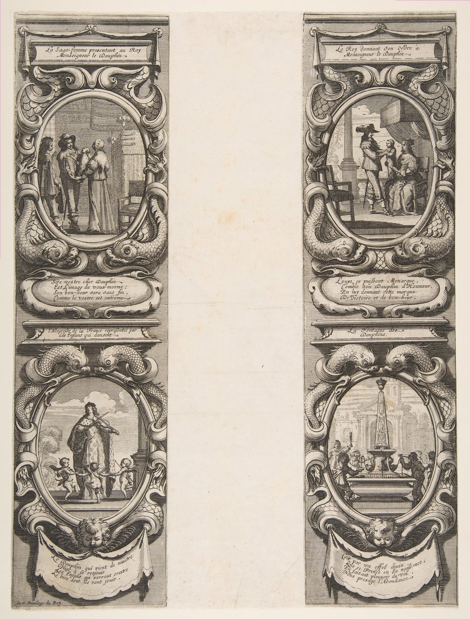 Almanach for 1639: Louis XIII and Anne of Austria entrusting the Kingdom and the Heir Apparent by Abraham Bosse