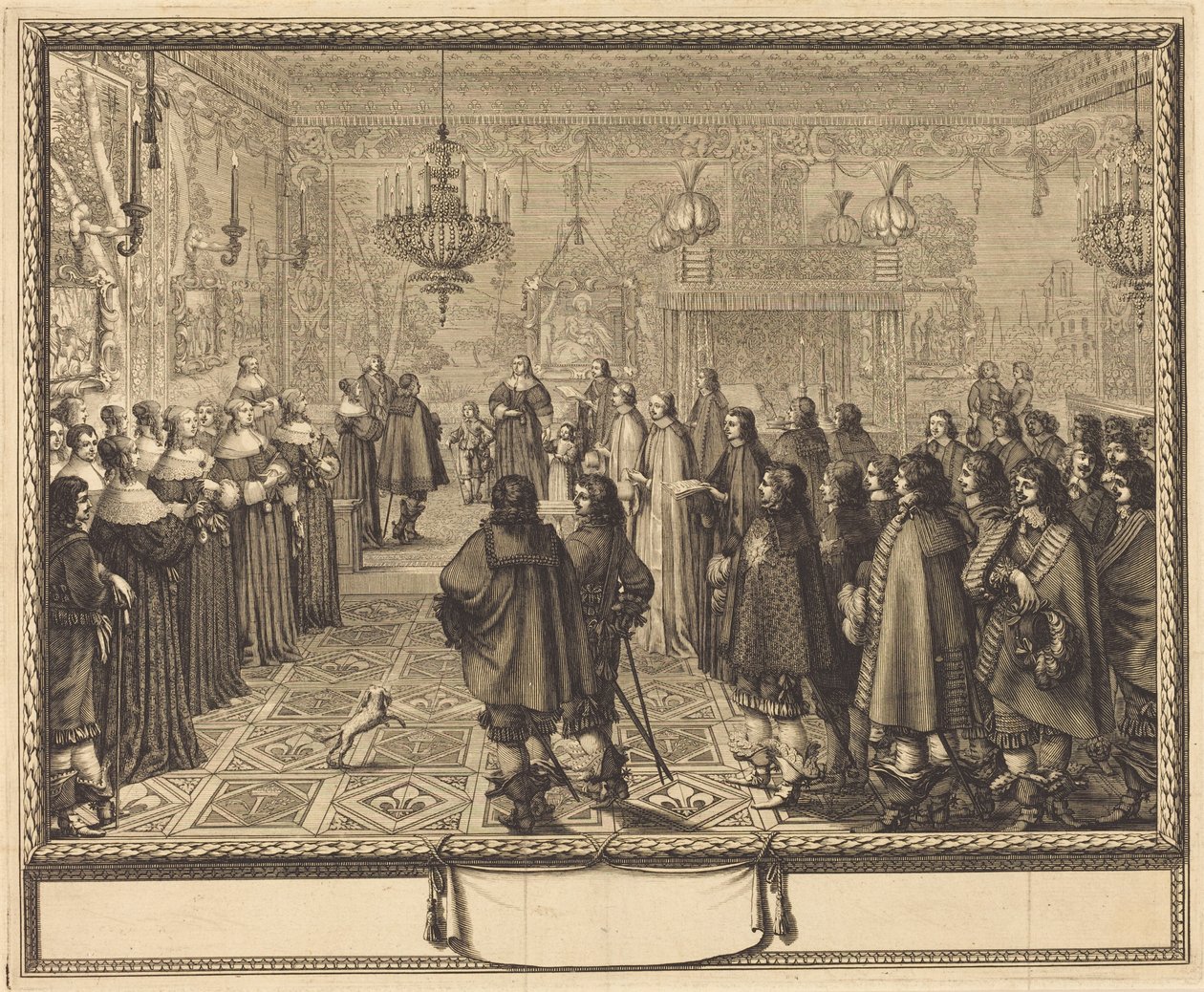 Ceremony of the Contract of Marriage between Vladislas IV, King of Poland, and Louise Marie of Gonzaga, Princess of Mantua, at Fontainebleau by Abraham Bosse