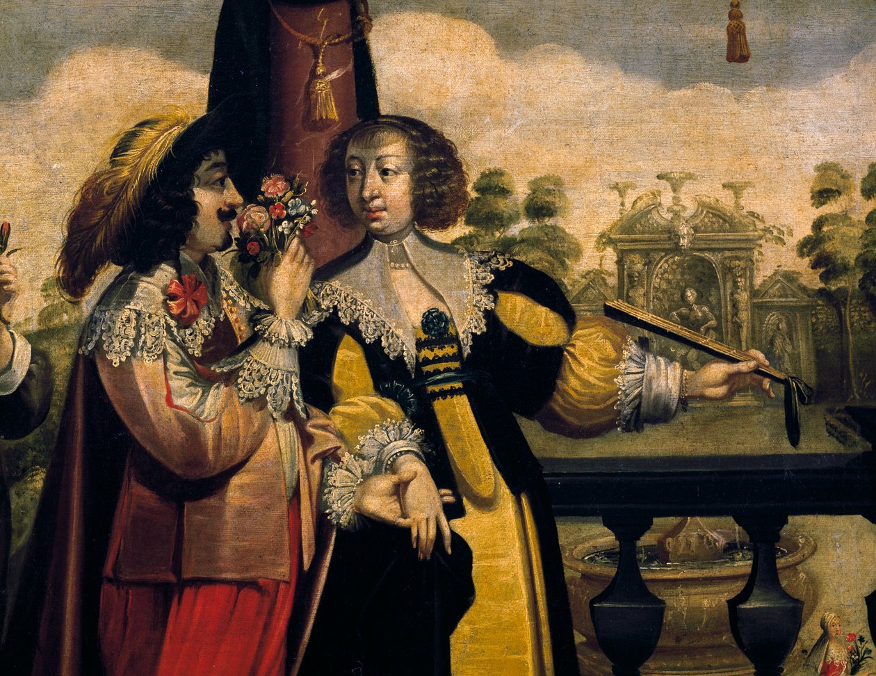 The sense of smell, ca 1635, by Abraham Bosse, after a painting from a series of 5 by unknown artist (detail) by Abraham Bosse