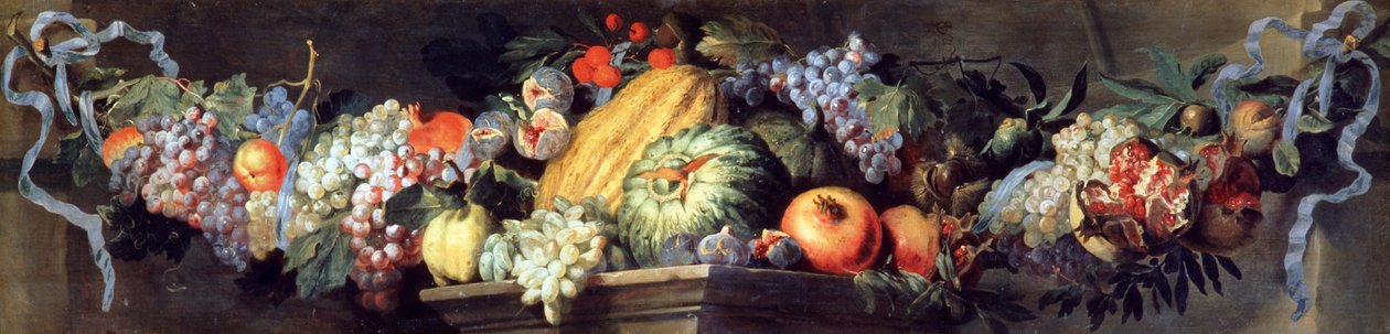 Feast of fruits and flowers by Abraham Brueghel