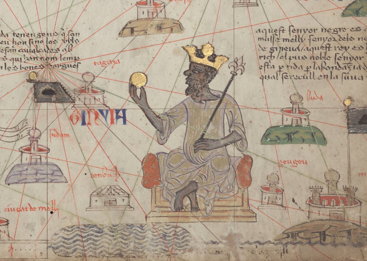 Detail from the Catalan Atlas, Sheet 6, Showing Mansa Musa Enthroned by Abraham Cresques