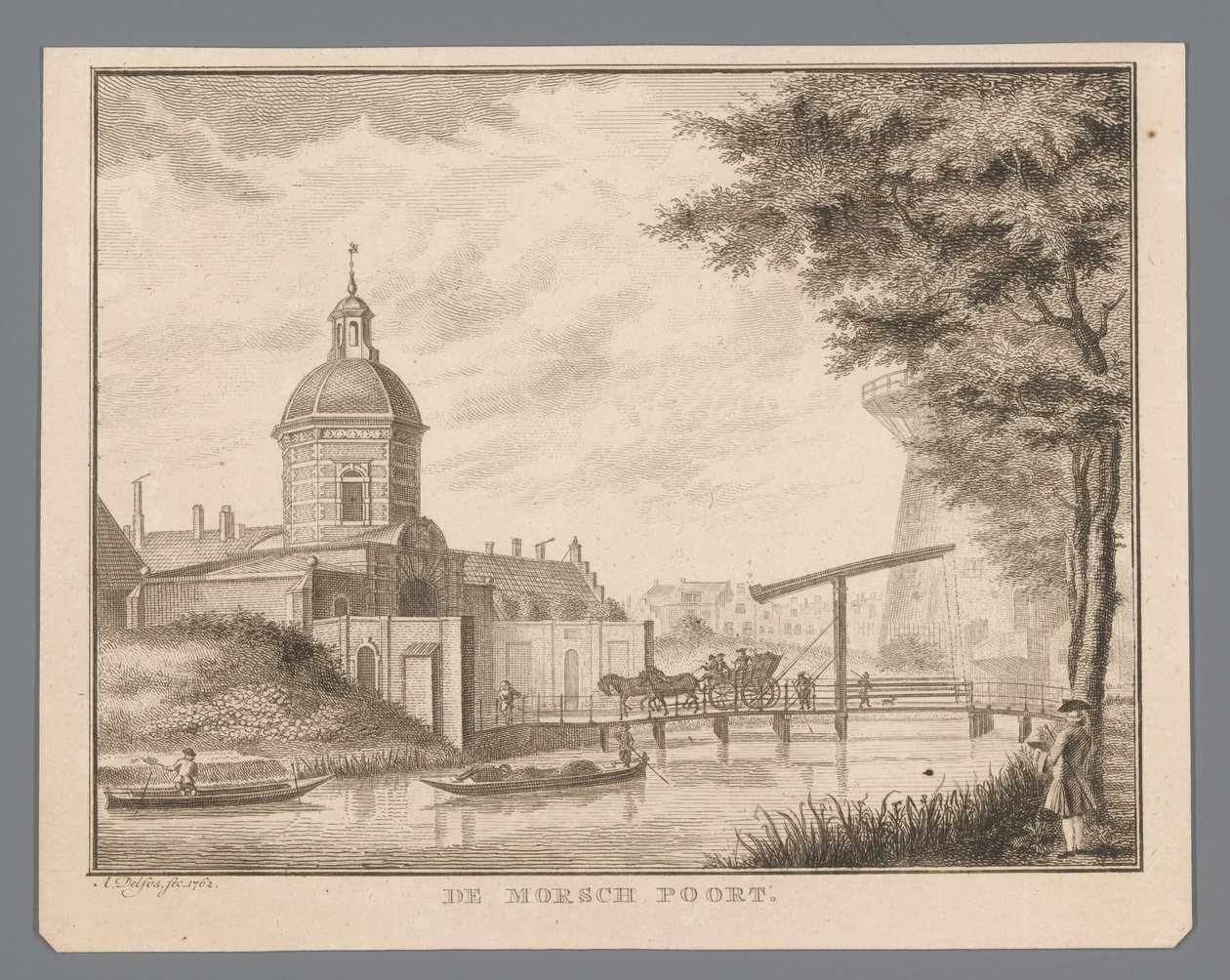 View of the Morspoort in Leiden by Abraham Delfos