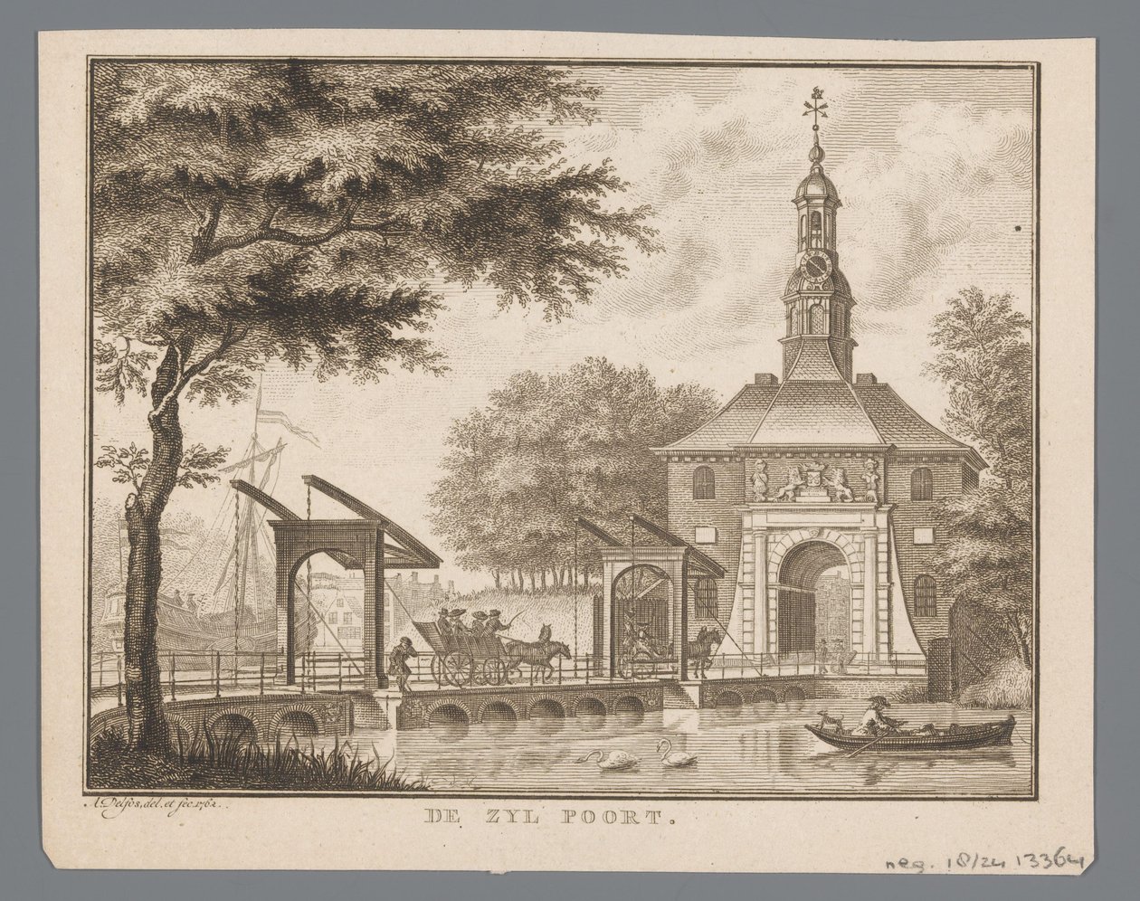 View of the Zijlpoort in Leiden by Abraham Delfos