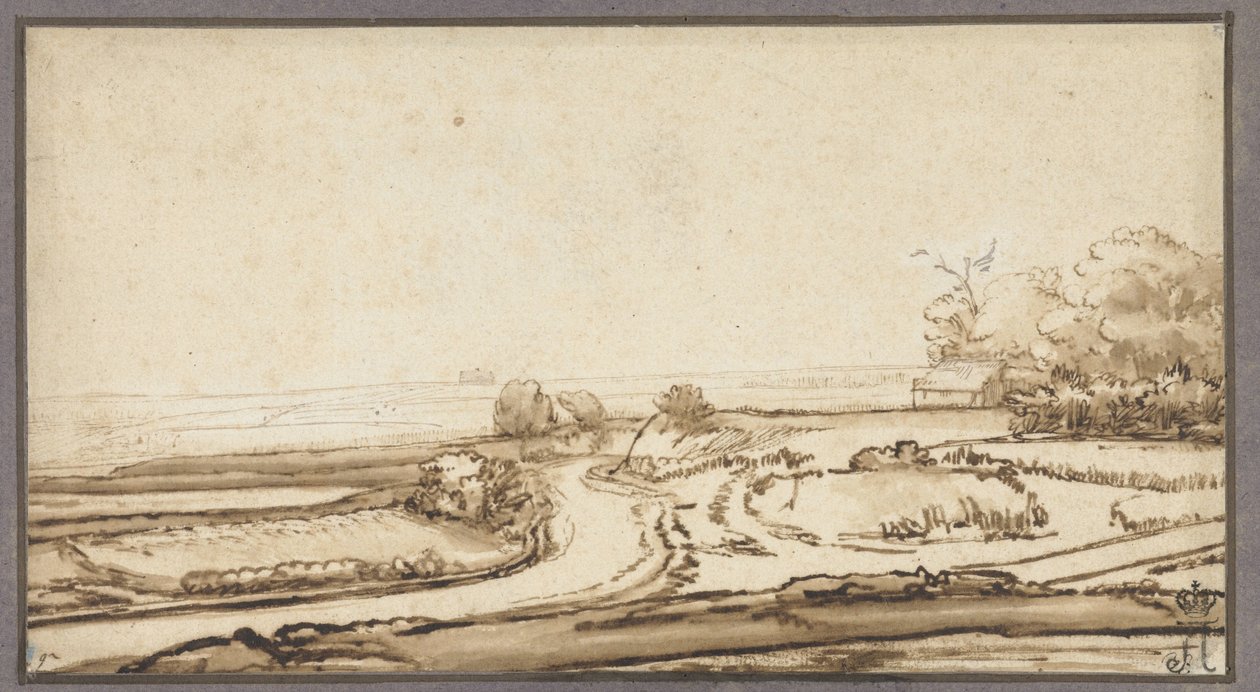 Rolling Landscape with Road and House at Forest Edge by Abraham Furnerius