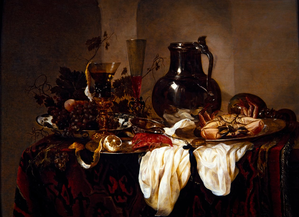 Still Life with Jug and Crustacea by Abraham Hendricksz van Beyeren