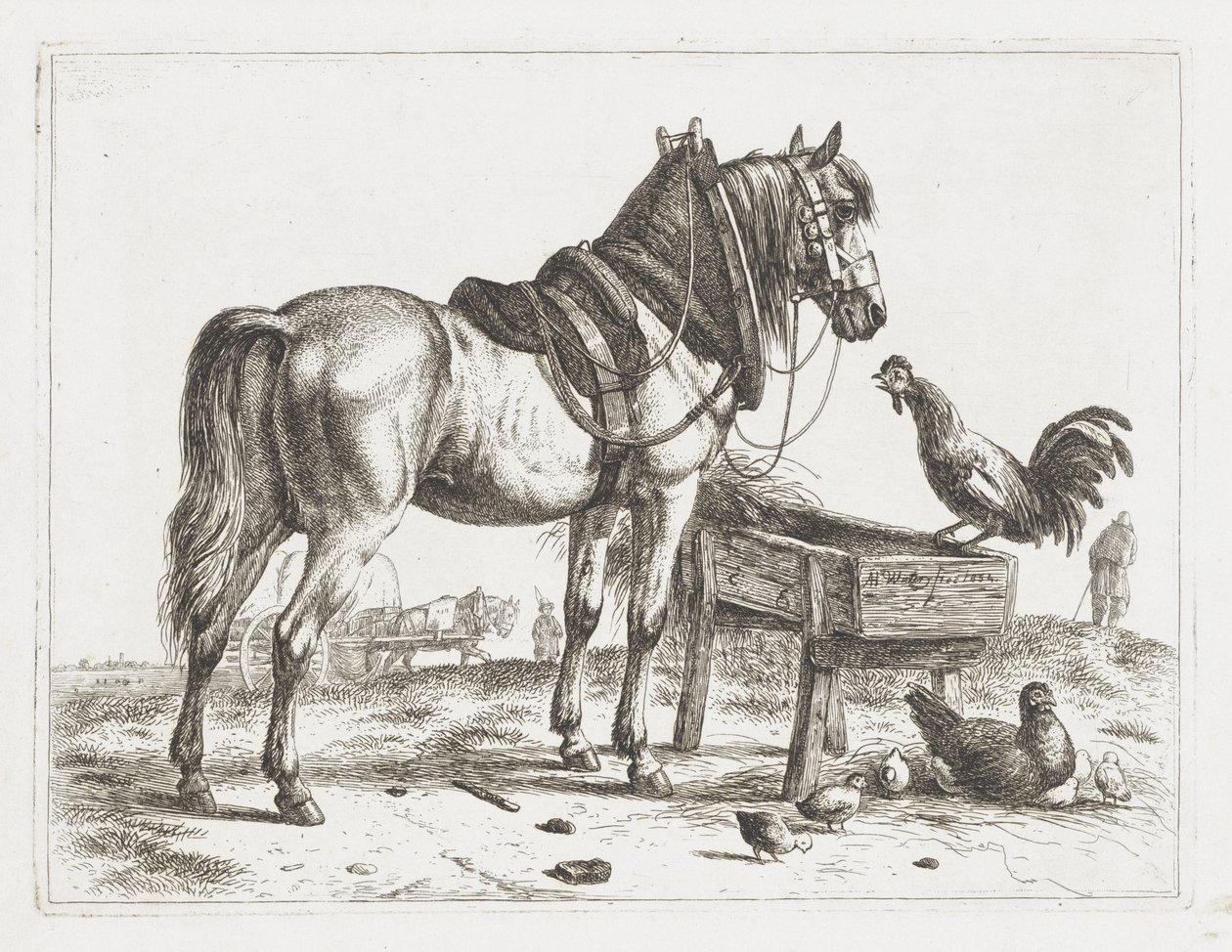 Horse by a Feeding Trough by Abraham Hendrik Winter
