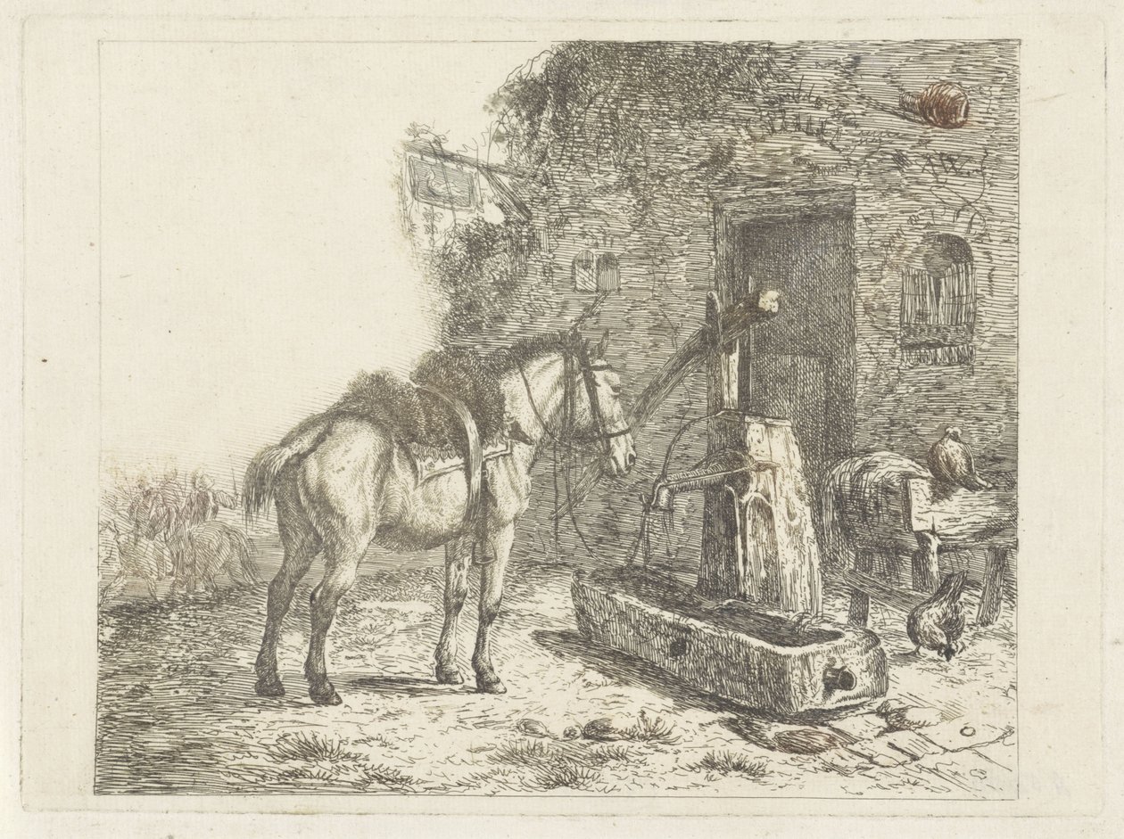Horse in Front of an Inn by Abraham Hendrik Winter