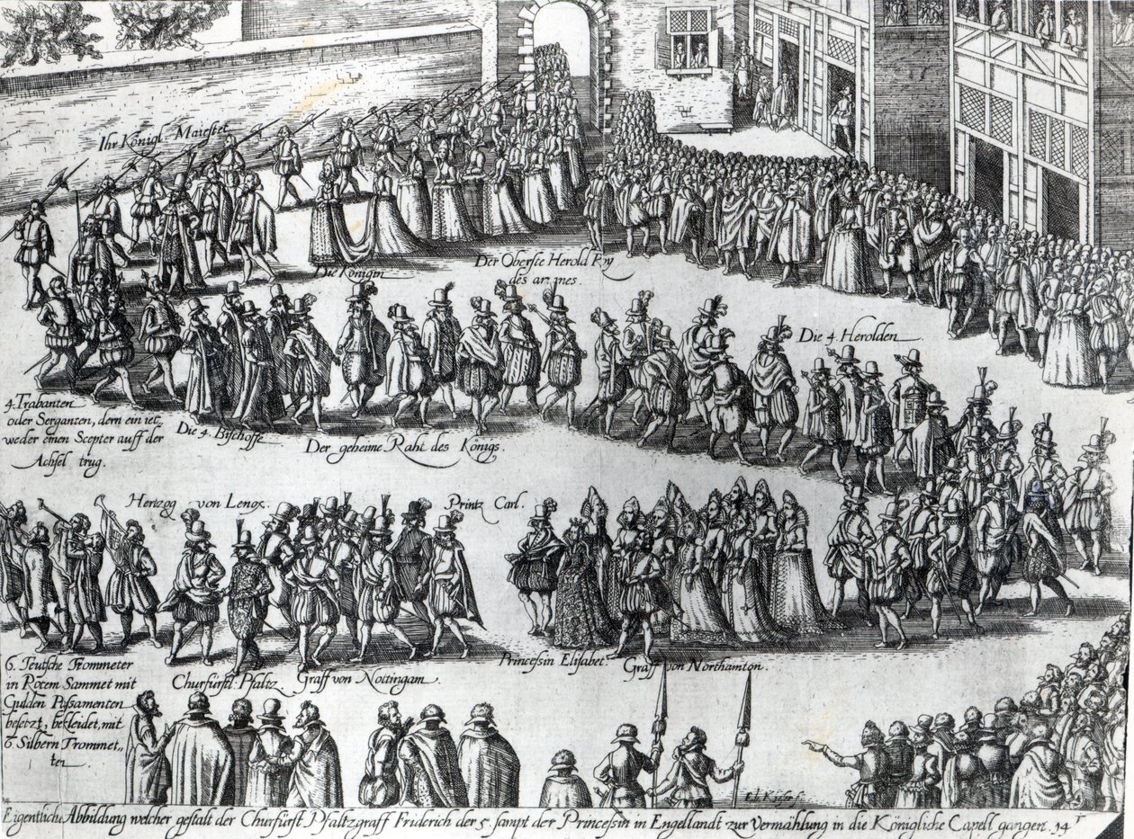 Procession for the wedding of Frederick V, Elector Palatine and Princess Elizabeth, c.1613 by Abraham Hogenberg