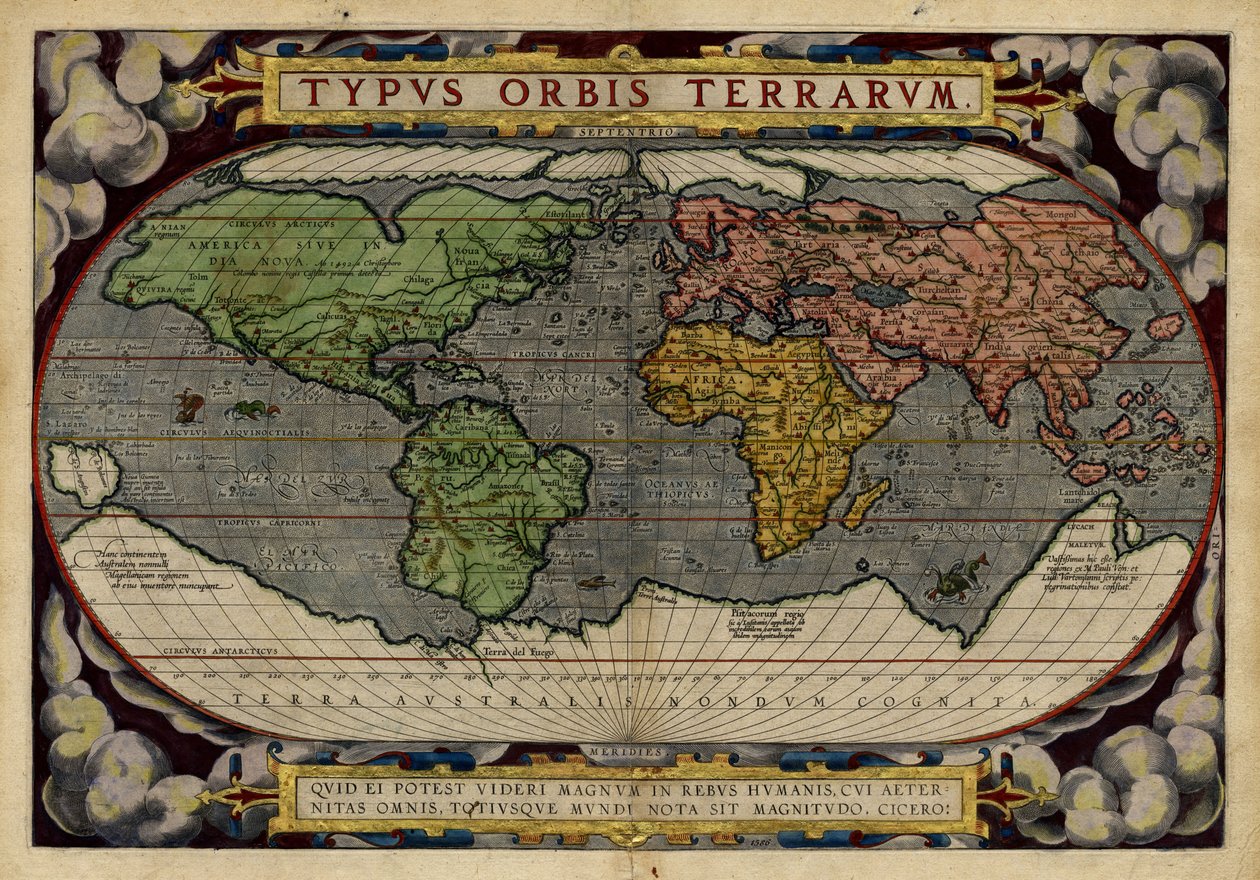 Typus Orbis Terrarum by Abraham & Hogenberg Frans & Kremer Gerard (16th century) Ortelius