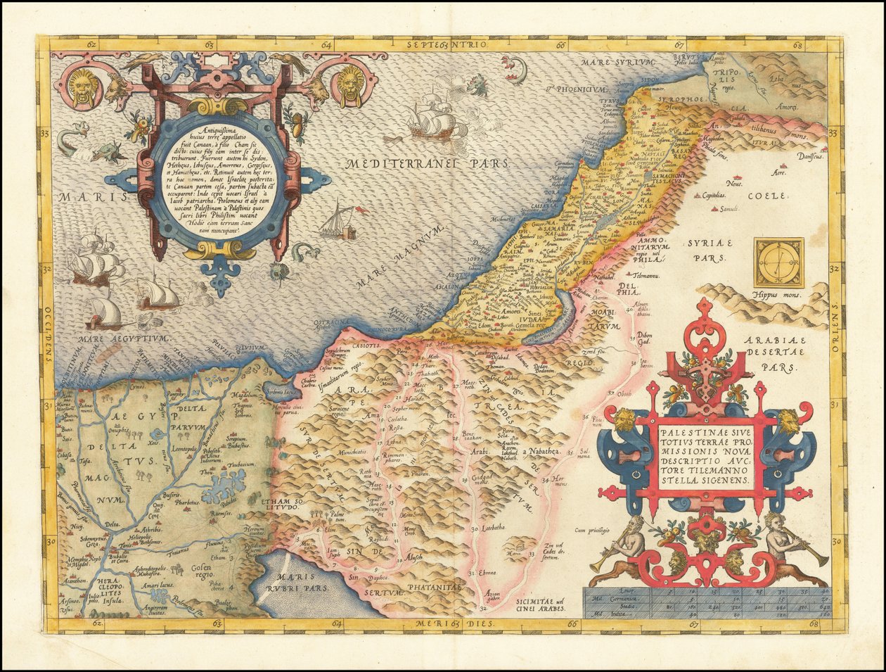 1573 Map of Palestine by Abraham Ortelius