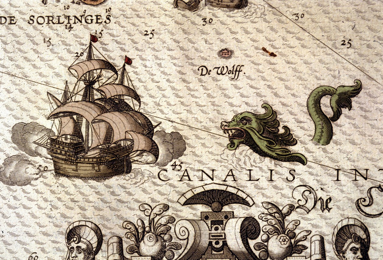 A marine monster attacking a galleon (detail) by Abraham Ortelius