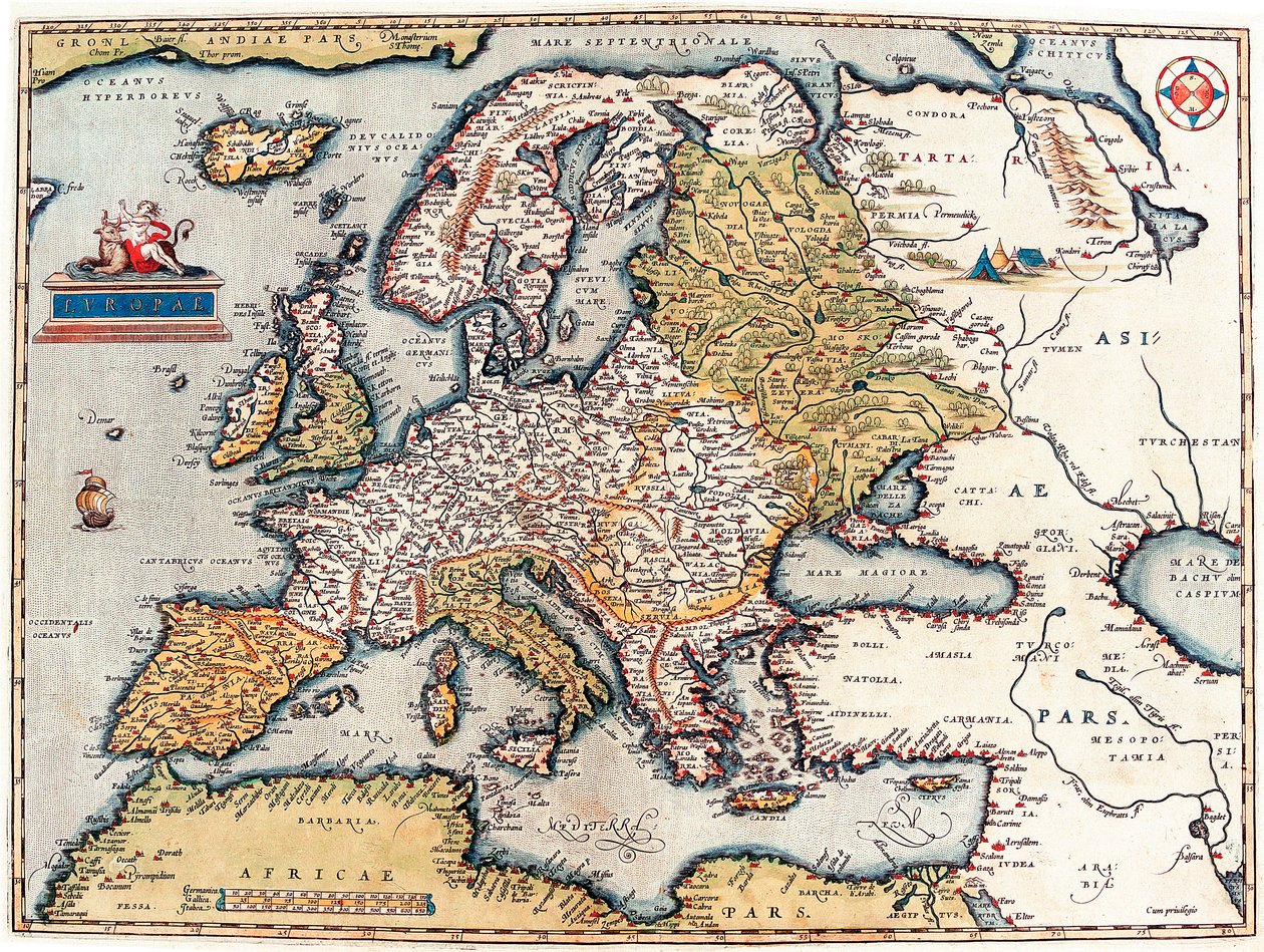 Description of the European Continent. Geography Map from Theatrum Orbis Terrarum by Abraham Ortelius by Abraham Ortelius