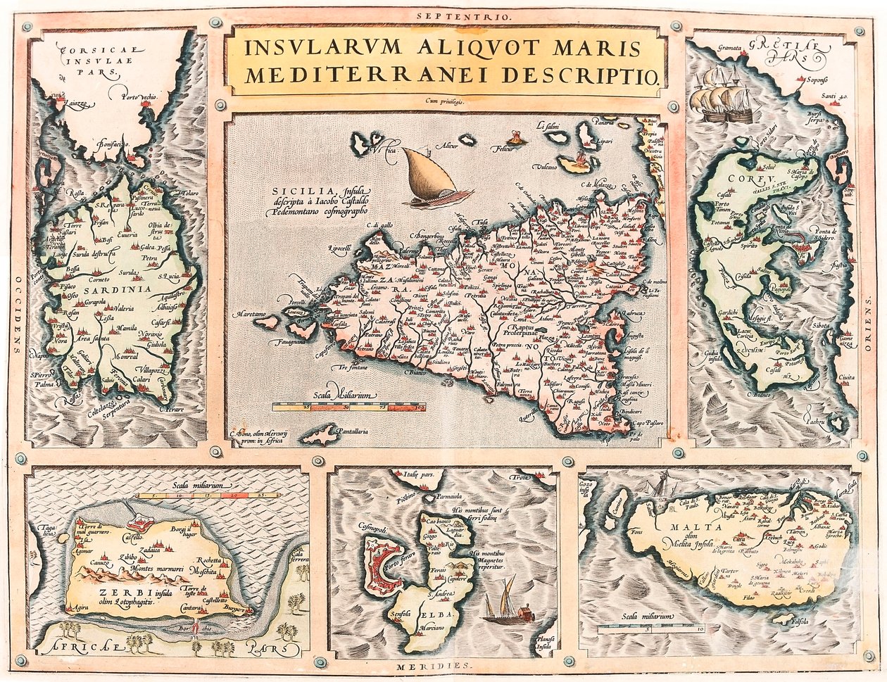 Geography map of Mediterranean islands from 