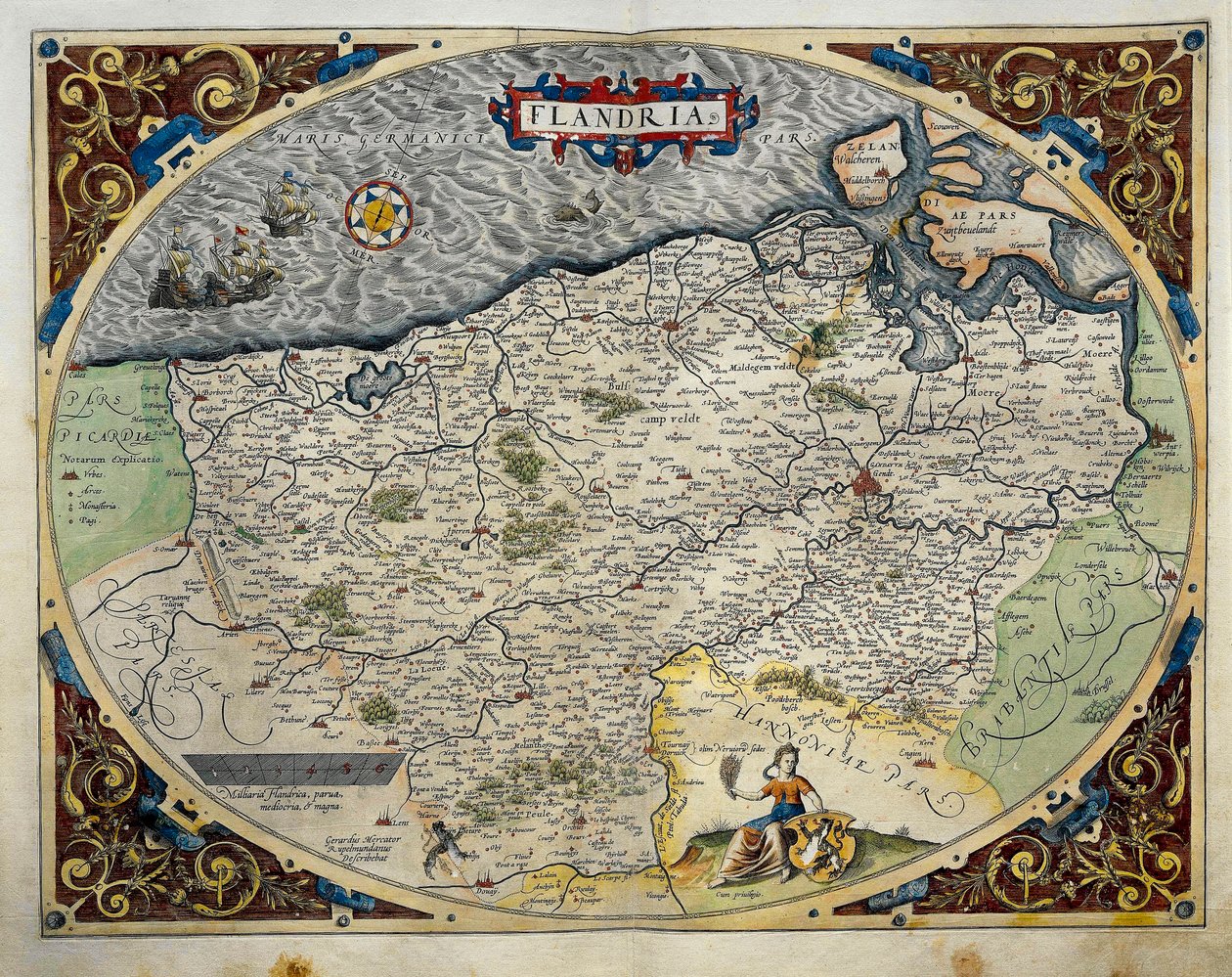 Map of Flanders, from Theatrum Orbis Terrarum by Abraham Ortelius by Abraham Ortelius