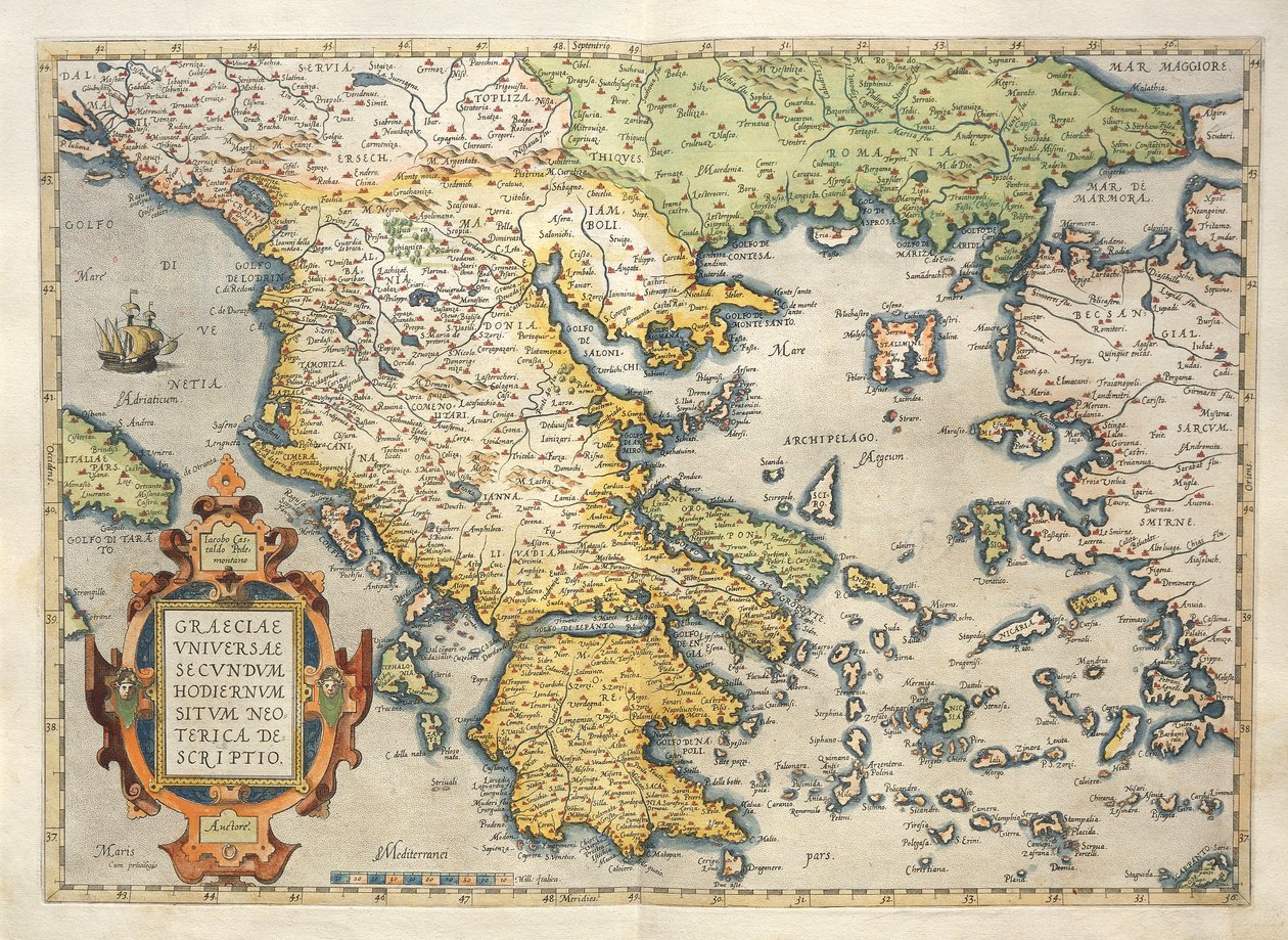 Map of Greece, from Theatrum Orbis Terrarum by Abraham Ortelius by Abraham Ortelius