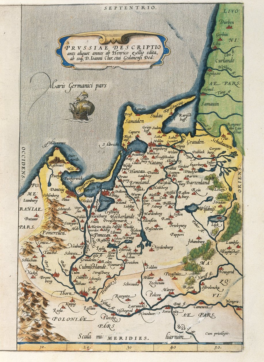 Map of Prussia, from Theatrum Orbis Terrarum by Abraham Ortelius