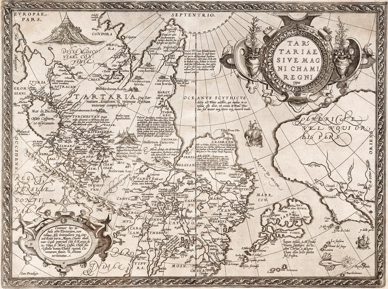 Map of Russia from Theatrum Orbis Terrarum by Abraham Ortelius