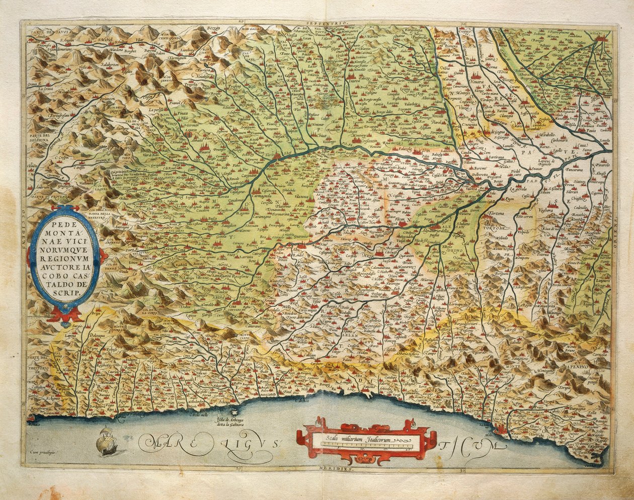 Map of the Region of Piedmont, Italy, from Theatrum Orbis Terrarum by Abraham Ortelius