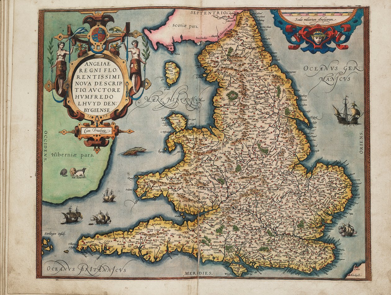New map of the most flourishing kingdom of England, by Humphrey Lloyd of Denbigh by Abraham Ortelius