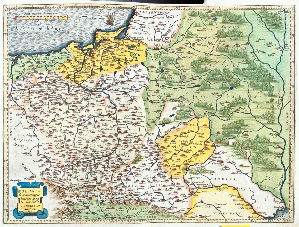 Poland, Lithuania, Belarus, South-West Russia, West Ukraine, North Moldova, Slovakia by Abraham Ortelius