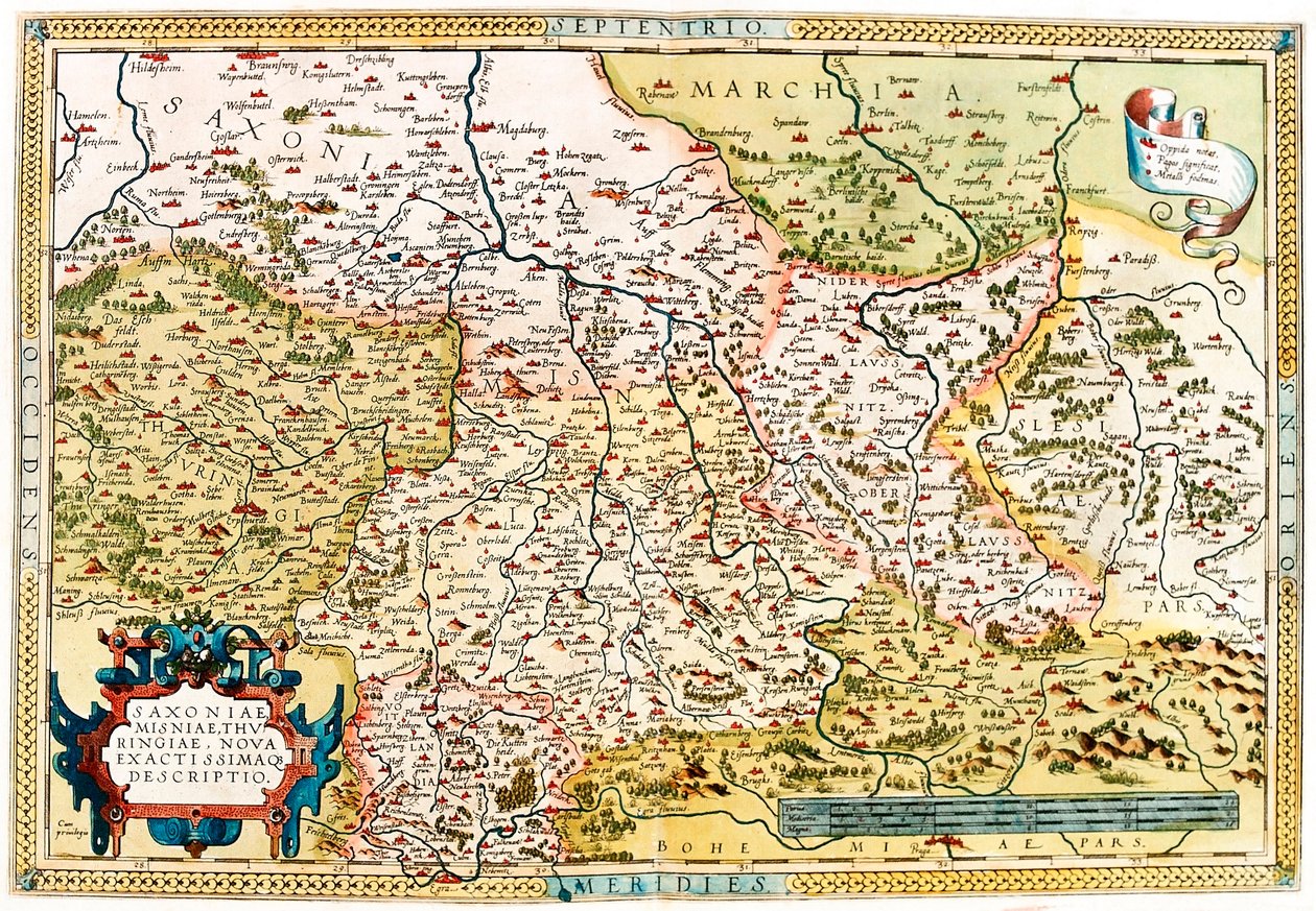 Geography map of Saxonia and Thuringia from 