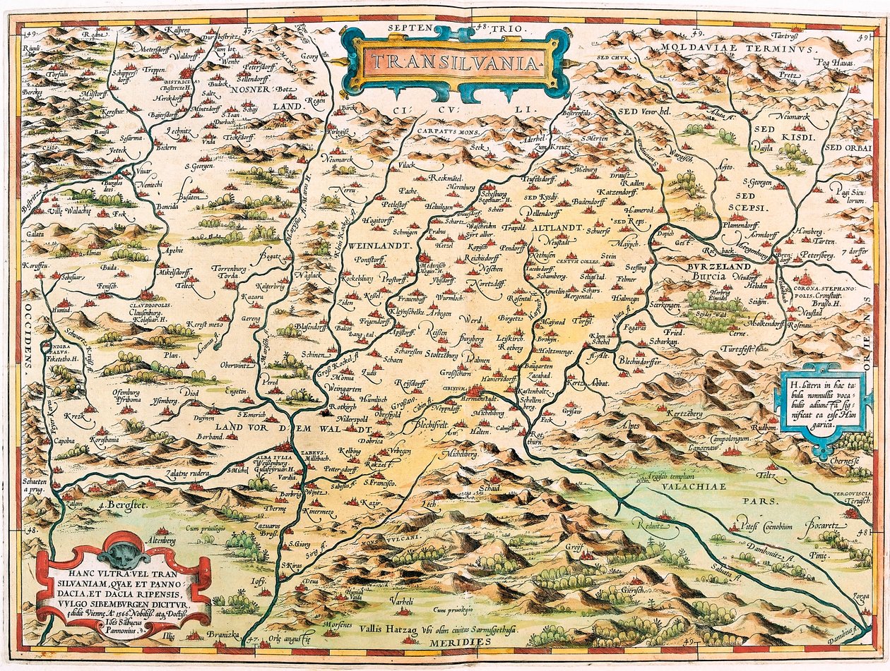 Geography map of Transylvania from 
