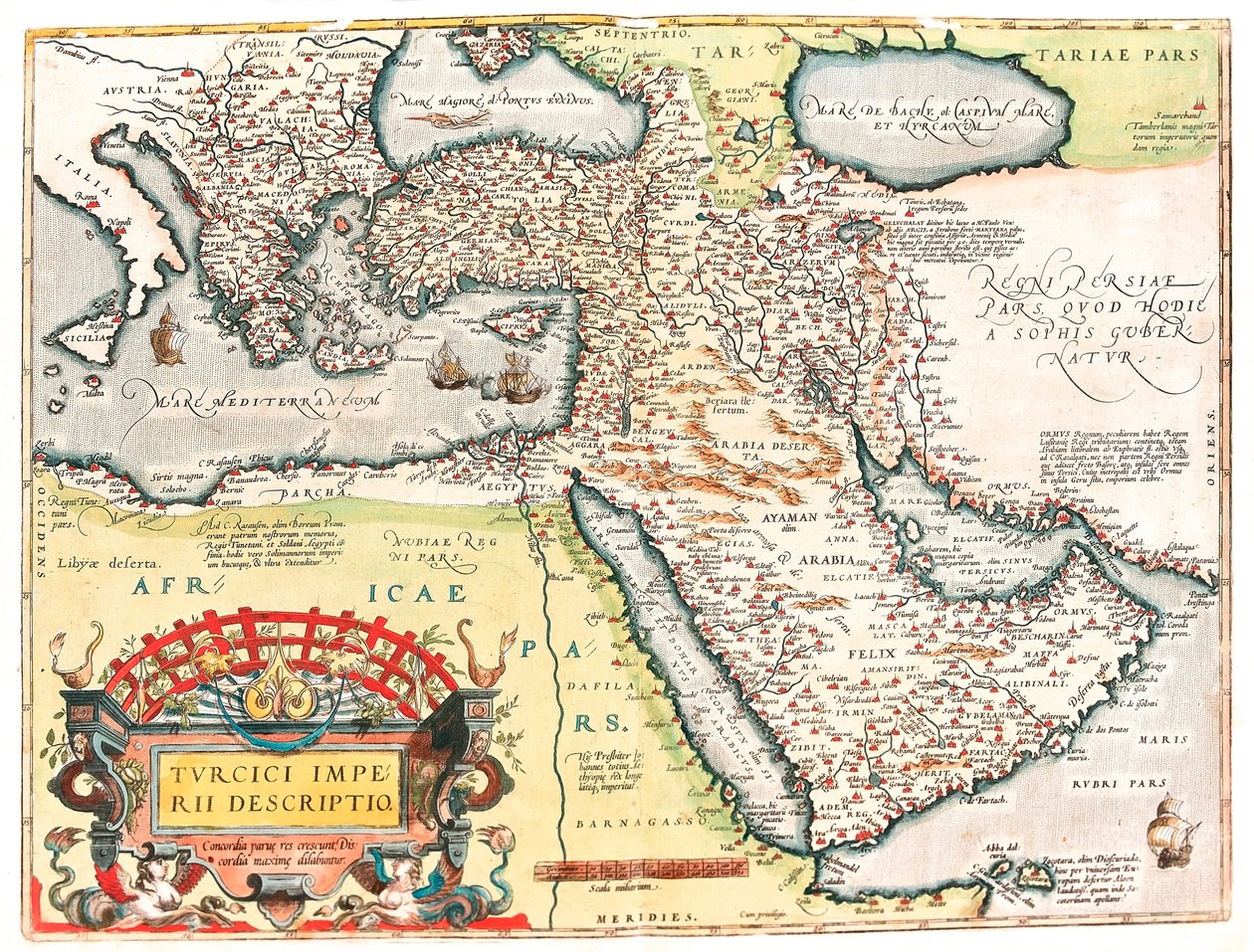 Turcici imperii descriptio Geography map of the territory of the Ottoman Empire taken from 