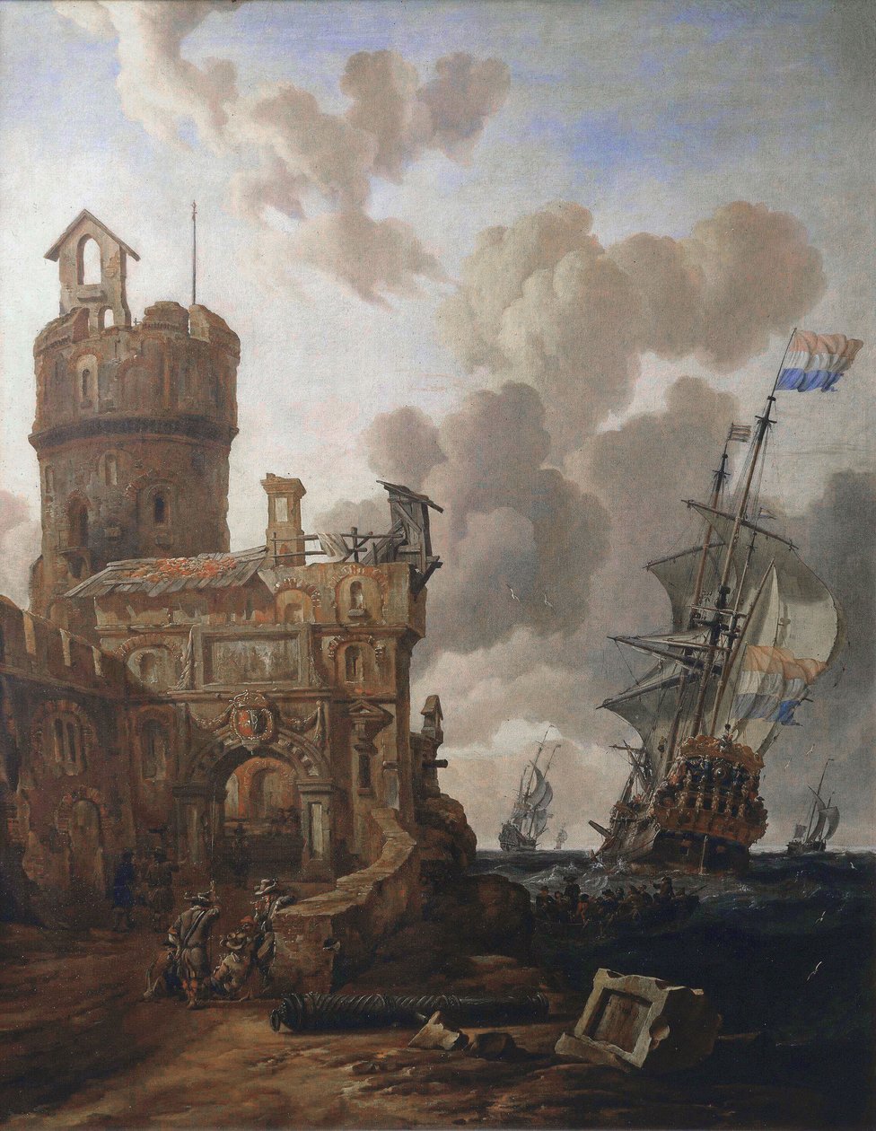 A Dutch Ship Passing a Fort by Abraham Storck