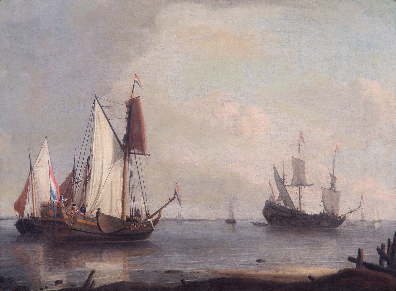 Dutch Shipping in a River, 17th Century by Abraham Storck