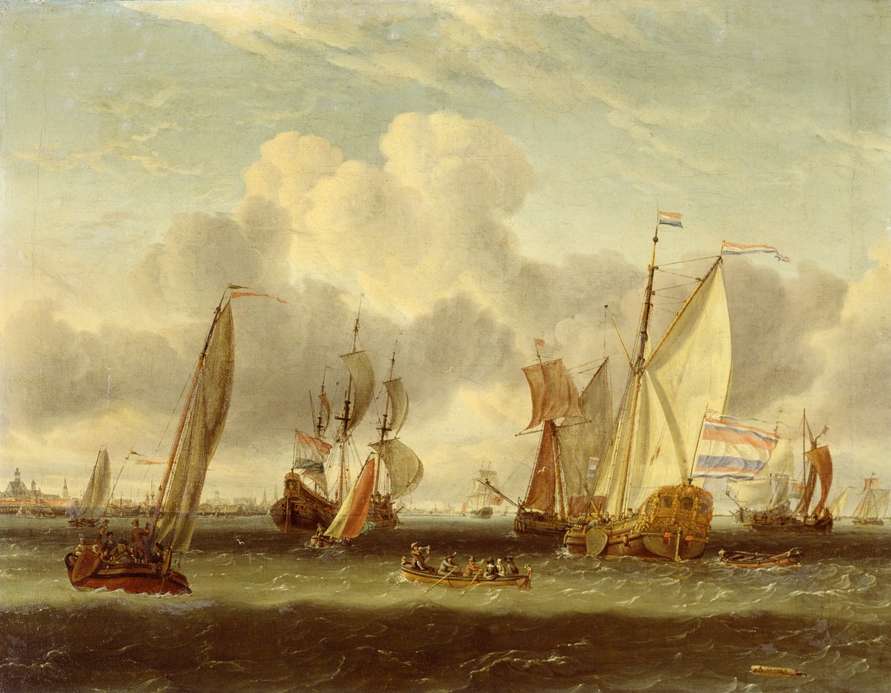 Shipping on the IJ at Amsterdam Harbour by Abraham Storck