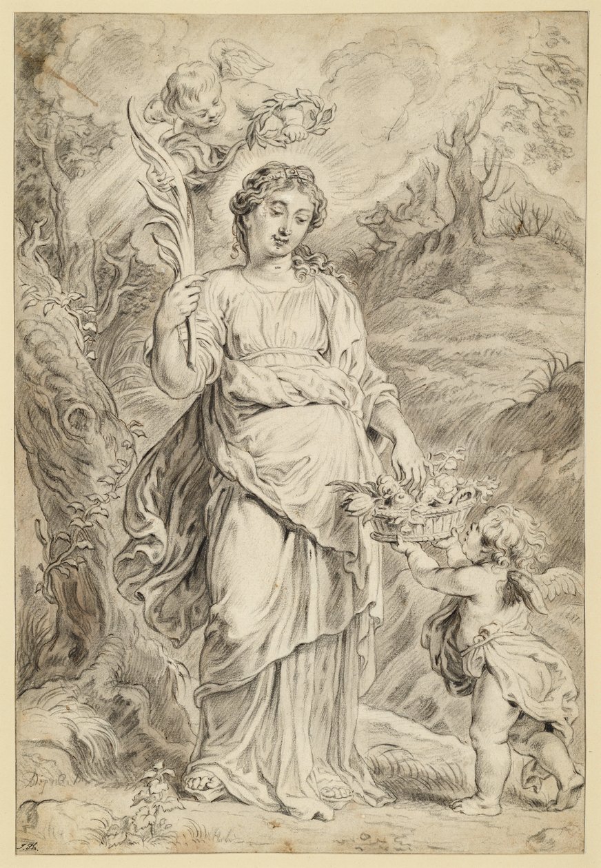 Saint Dorothy Holding a Palm Branch in Her Right Hand by Abraham van Diepenbeeck
