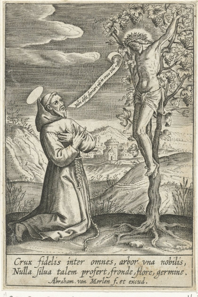 Kneeling Saint Before Christ on the Cross by Abraham van Merlen