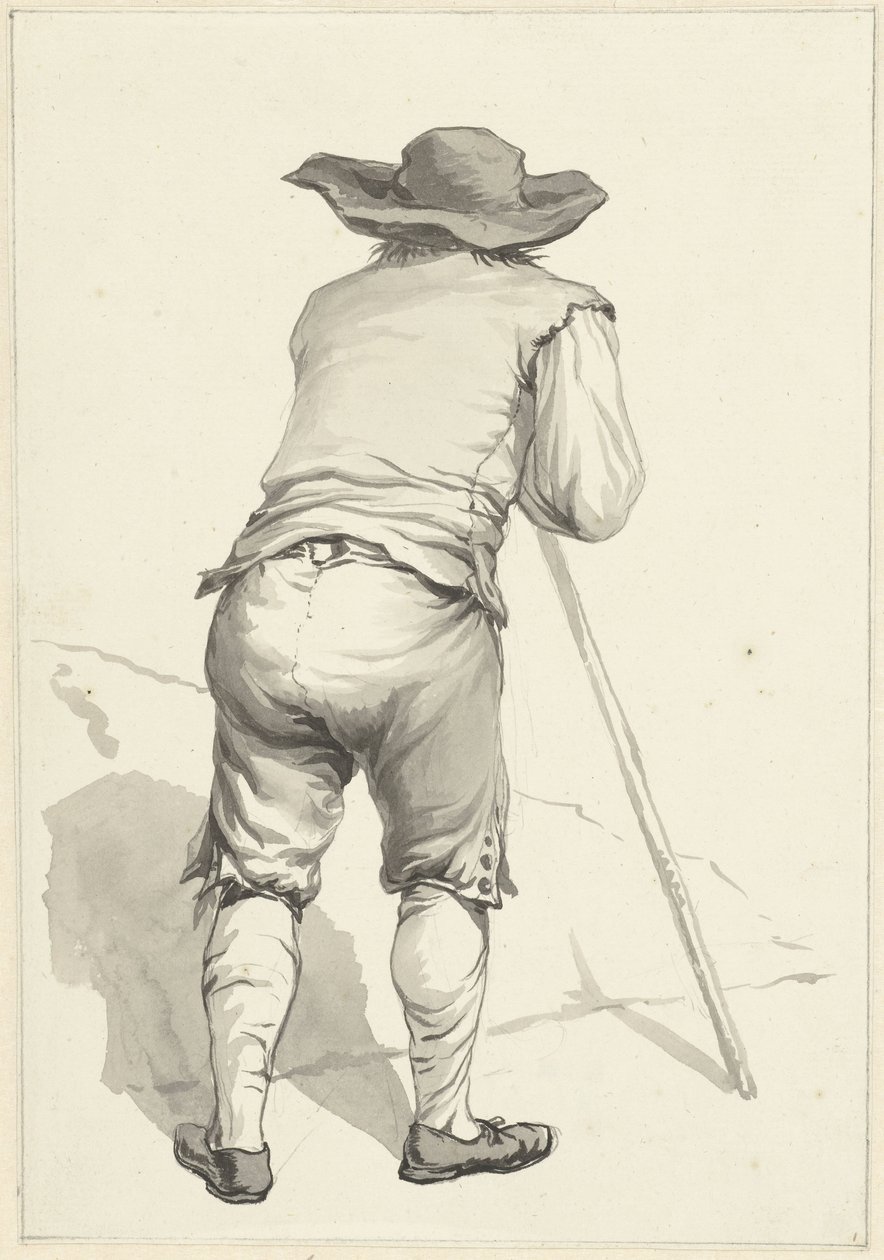 Man Leaning Forward on a Stick, Seen from the Back by Abraham van Strij (I)