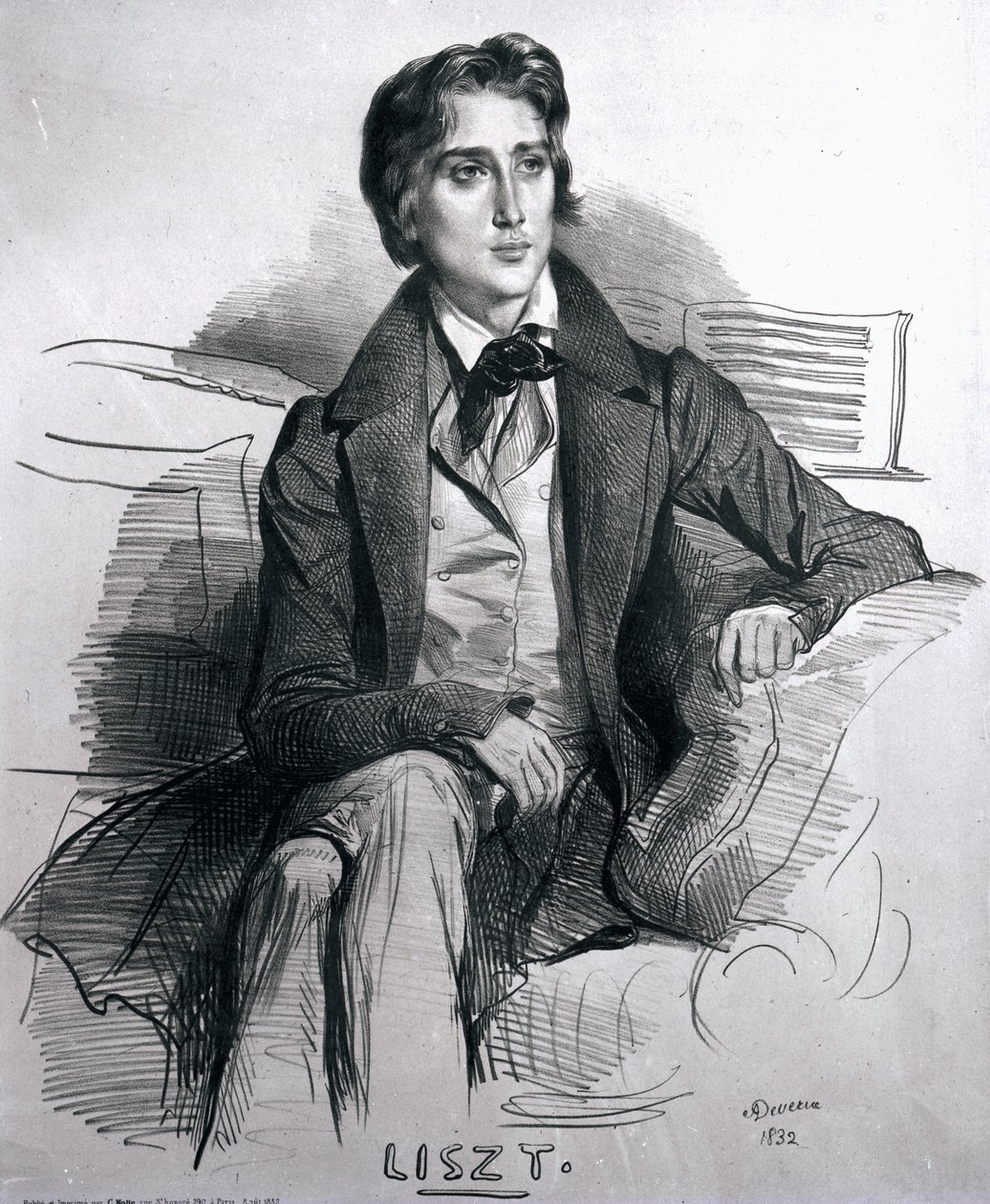 Portrait of Franz Liszt, August 1832 by Achille Devéria