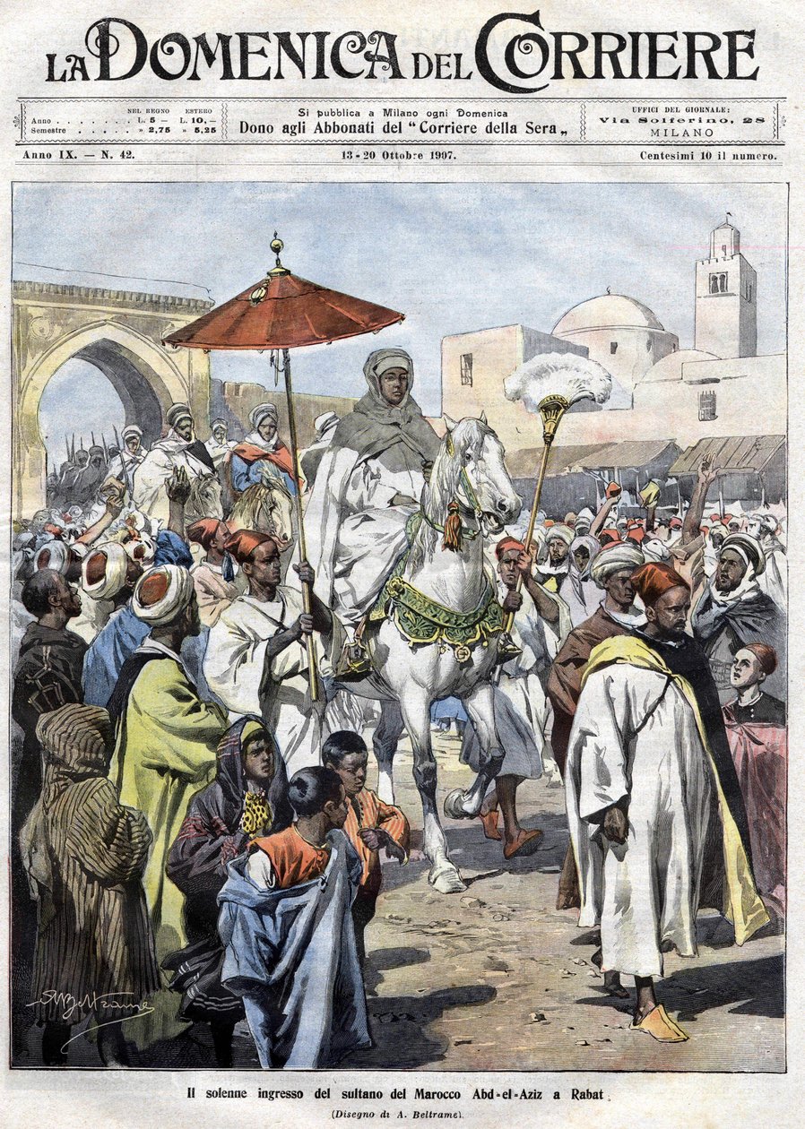 Abd al-Aziz Entered Rabat in Morocco in October 1907 by Achille Beltrame
