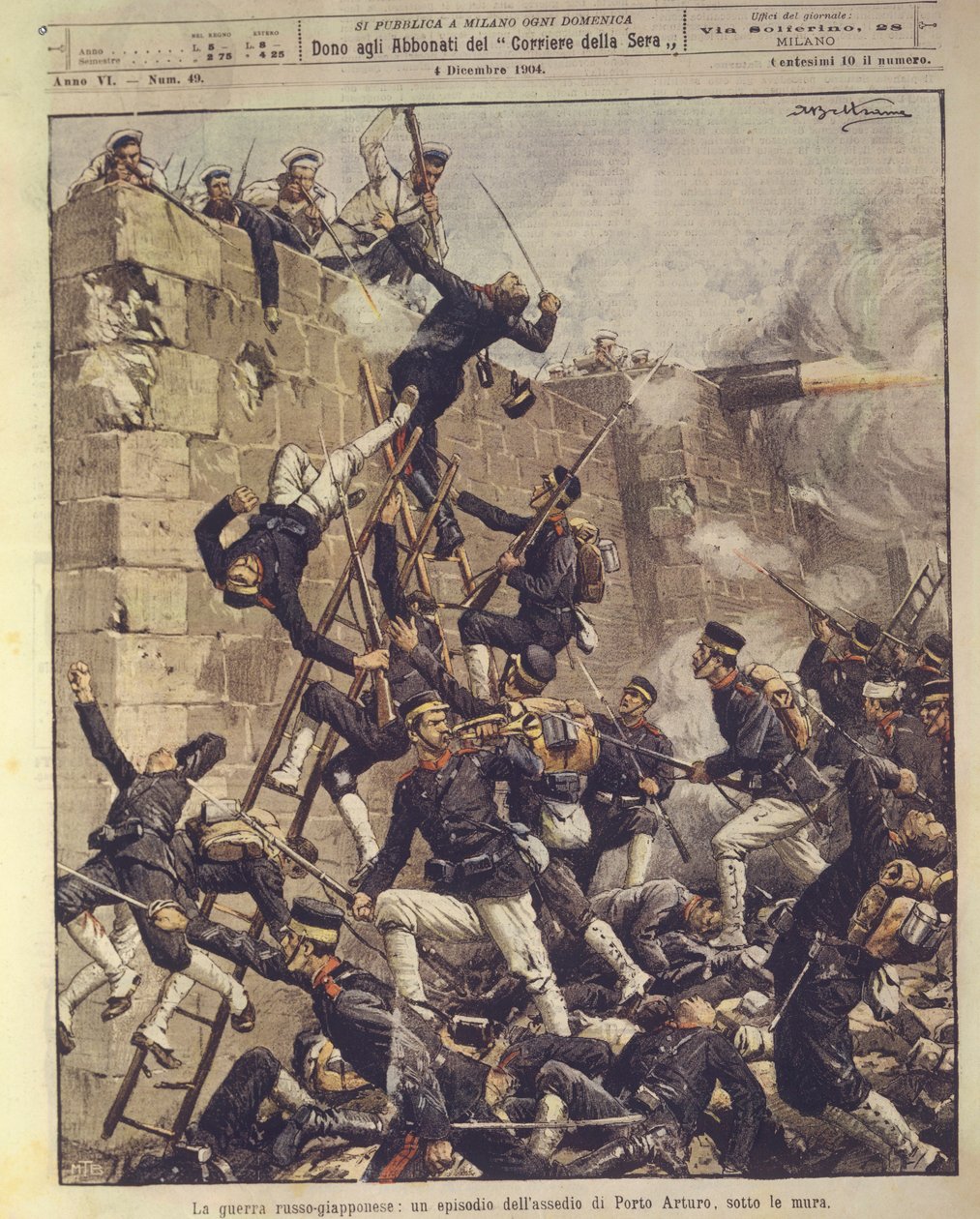 The Siege of Port Arthur in China During Russo-Japanese War by Achille Beltrame