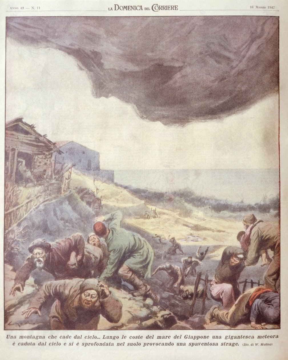 Cover illustration of meteorite falling on Japan by Achille Beltrame
