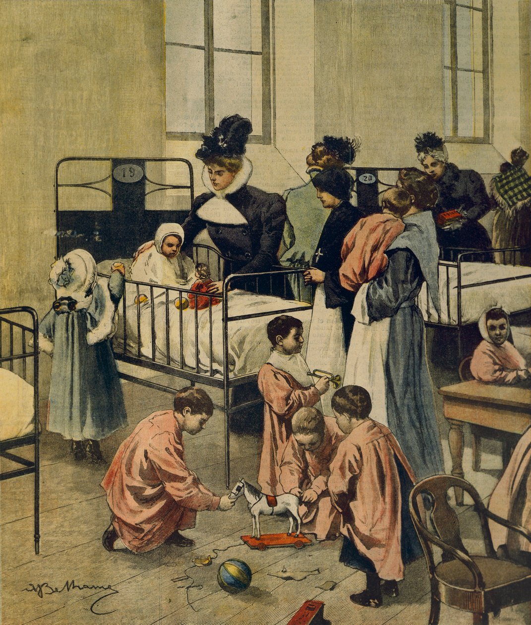 Distribution of Christmas Gifts to Poor Children in Hospital by Achille Beltrame