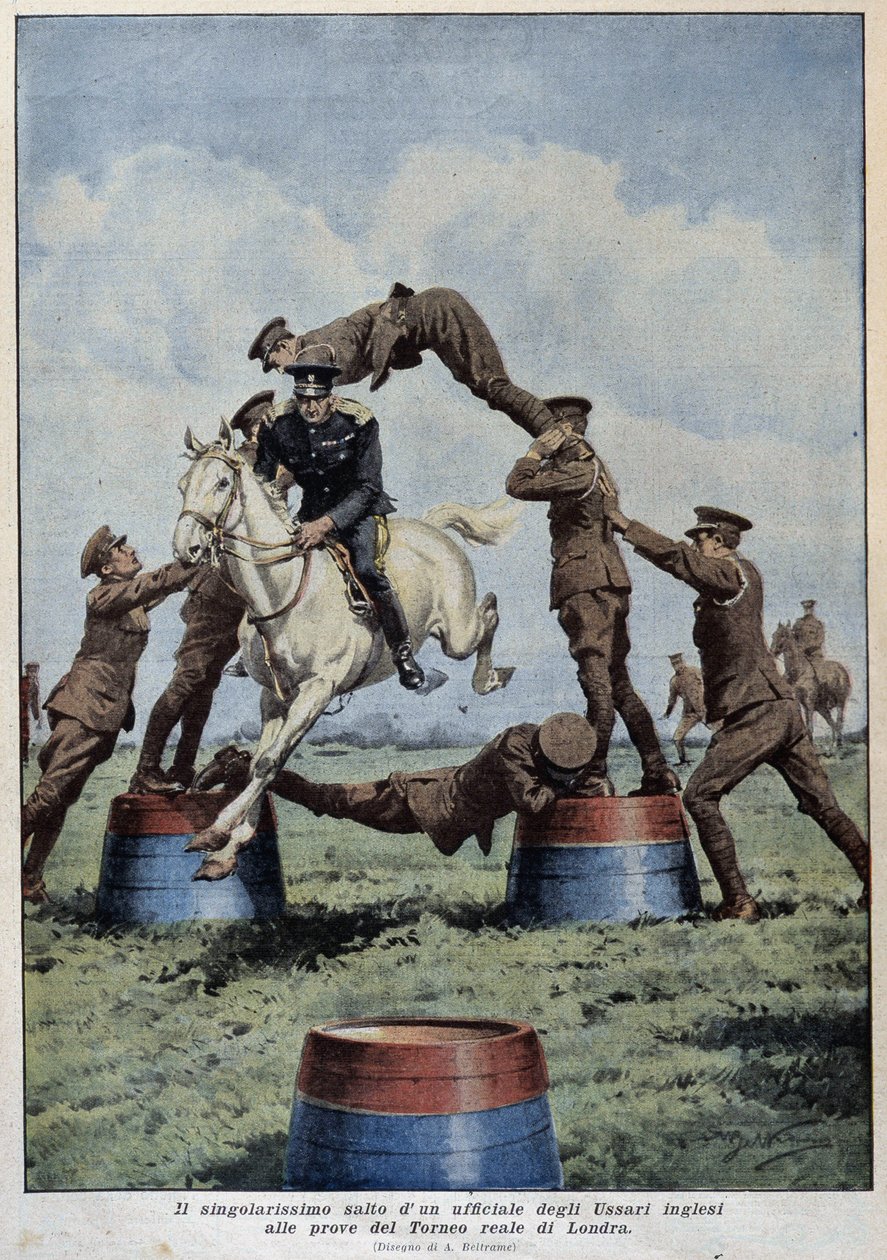 Horse Jumping: English Hussars at the London Tournament Trials by Achille Beltrame