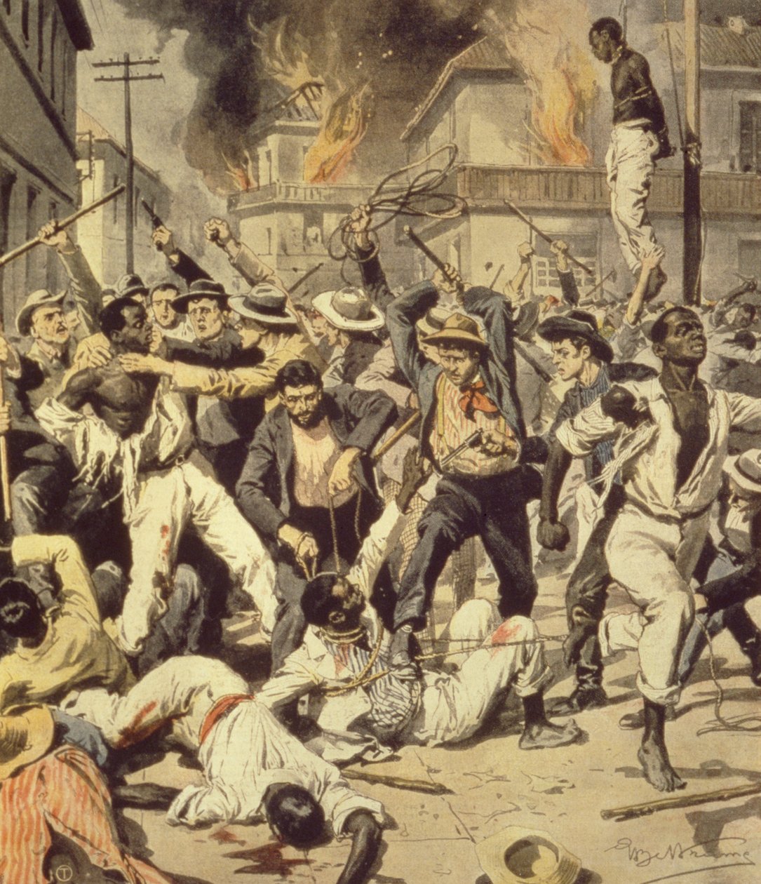 Mob hunting blacks in Springfield, Illinois by Achille Beltrame