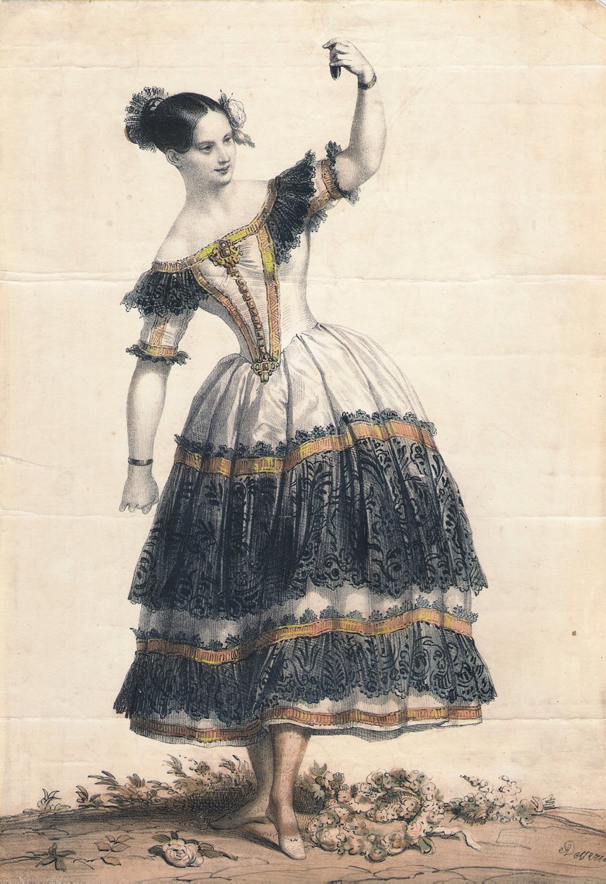 Fanny Elssler as Florinda in the Dance La Cachucha Ballet Le Diable Boiteux by Achille Devéria