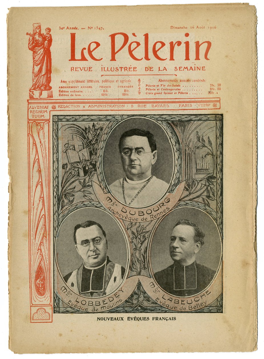 Illustration of Achille Lemot for the Cover of Le Pelerin, 26/08/06 - New English Eveques - Religion Faith, Catholic Catholicism - Eveques by Achille Lemot