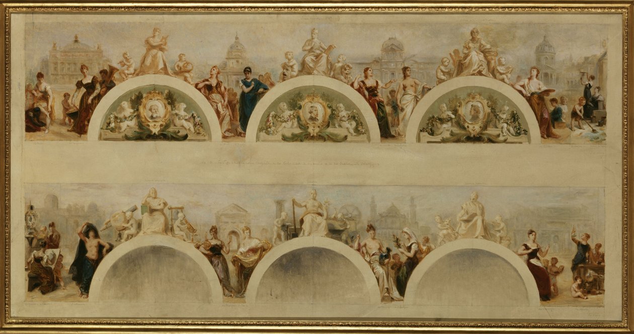 The City of Paris Offers All Nations the Hospitality of Its Art Schools, Museums and Scientific Establishments - Sketch for the Entrance Hall of the Hôtel de Ville de Paris by Achille Sirouy
