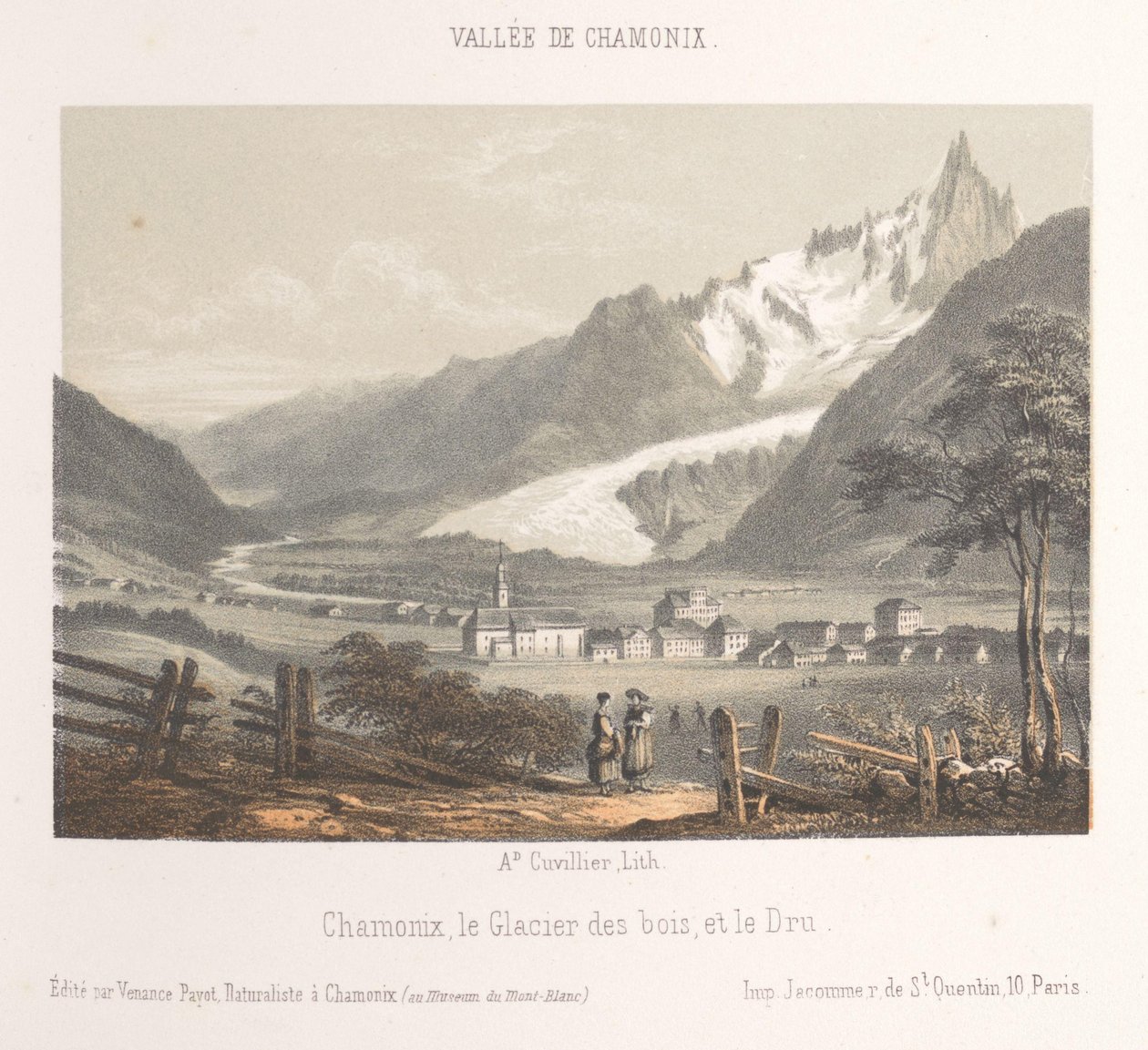 View of the Aiguille de Bionnassay with glacier (Memory of Chamonix-Mont-Blanc) by Ad. Cuvillier
