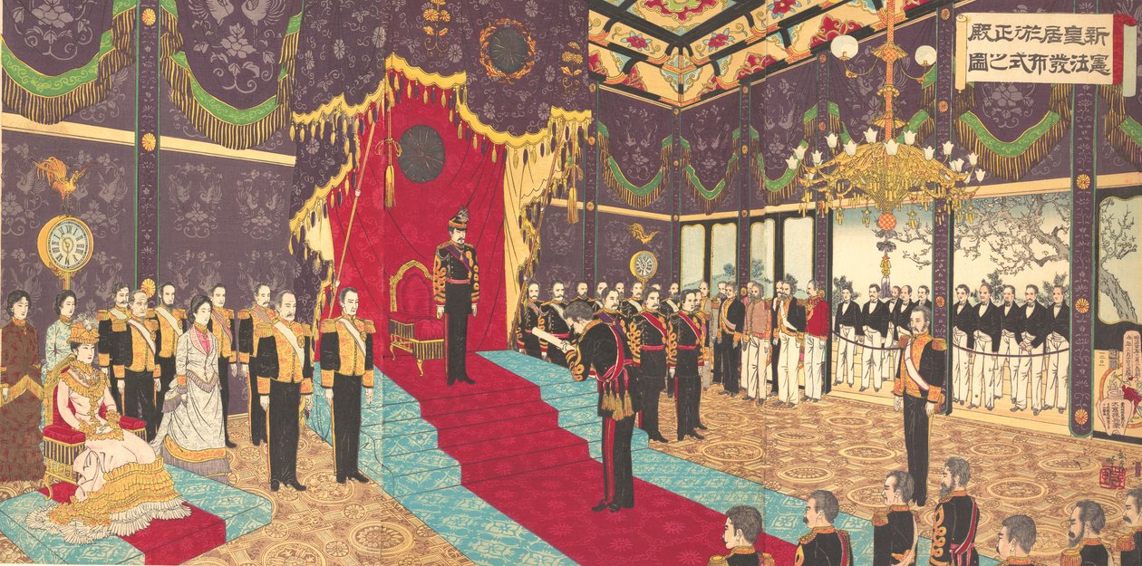 View of the Issuance of the State Constitution in the State Chamber of..., March 2, 1889 Meiji 22 by Adachi  Ginkō