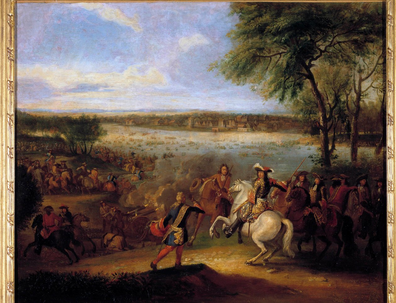 The Passage of the Rhine by Louis XIV before Tolhuis 12/07/1672. Painting by Adam Frans Van der Meulen by Adam Frans van der Meulen