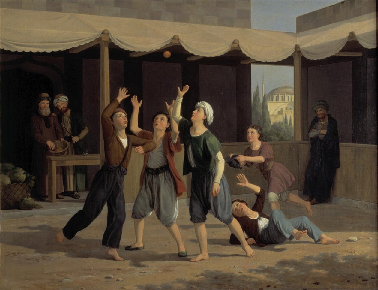 Aladdin Reaching Among Other Boys for the Thrown Oranges by Adam Müller