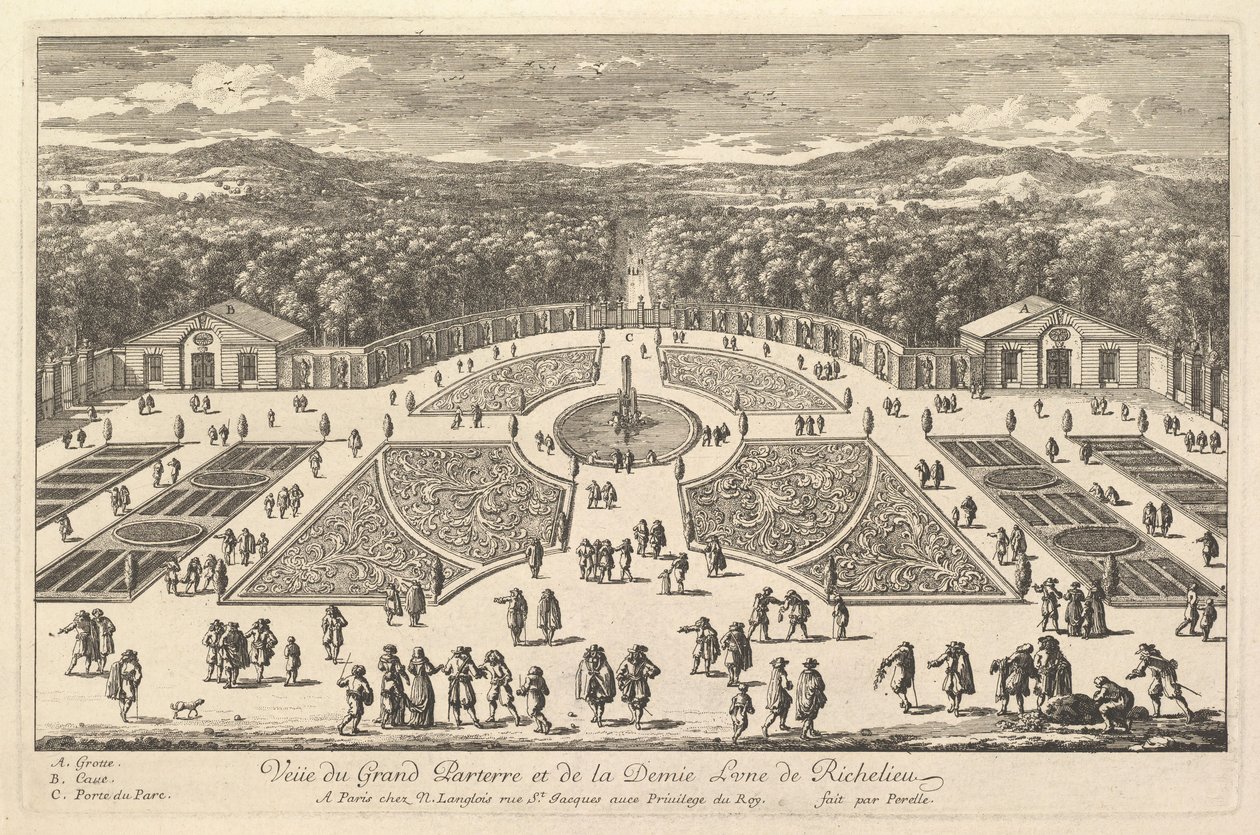 View of the Grand Parterre and the Demie Lune of Richelieu by Adam Perelle