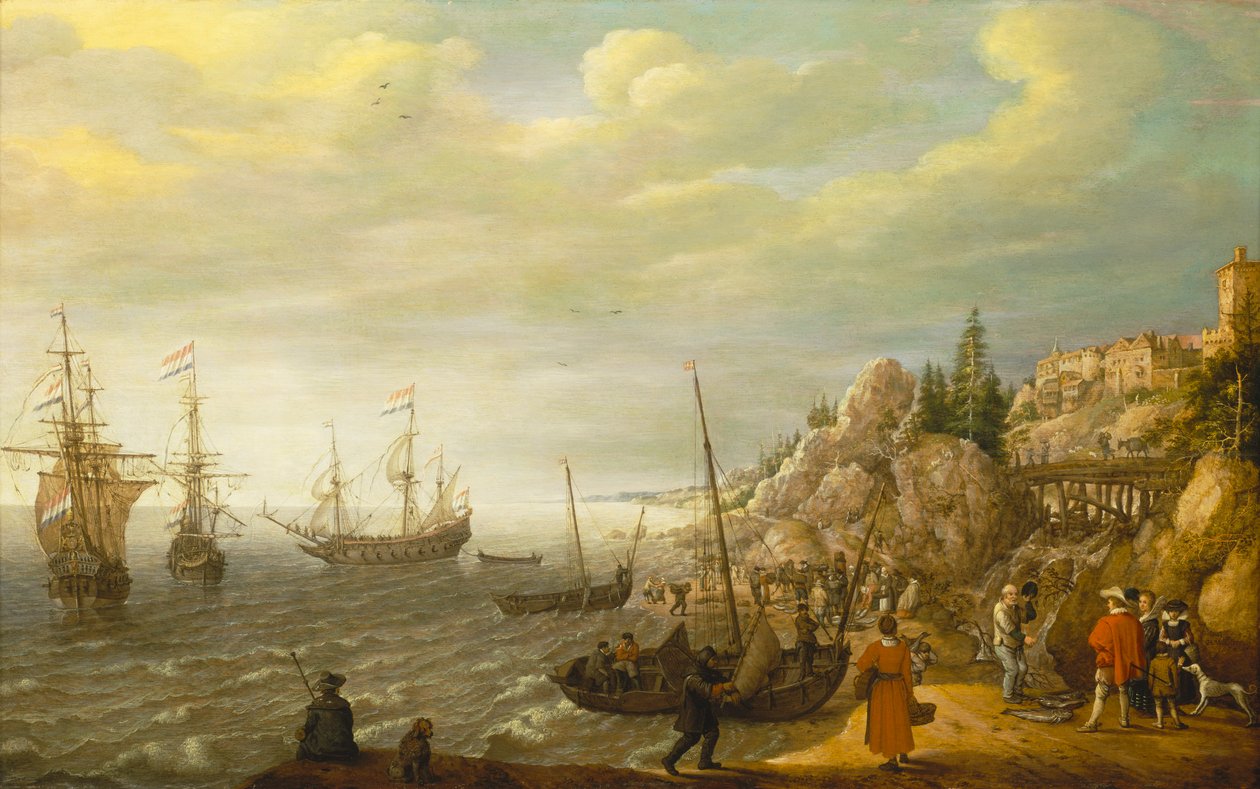 Dutch Ships at Anchor off a Fortified Scandinavian Town by Adam Willaerts