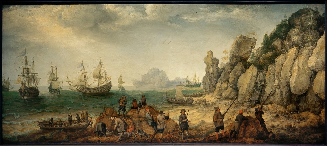 Wild Goat Hunt on a Rocky Seashore by Adam Willarts